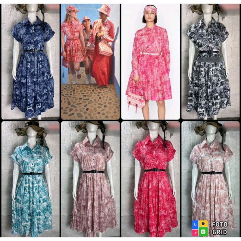 Dior toile de jouy dress with belt Shopee Philippines