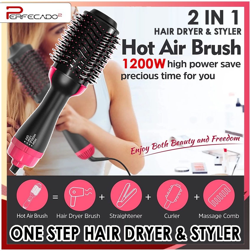 ONE STEP Hair Dryer and Styler Hot Air Brush Electric Blow Dryer 2 in 1 ...