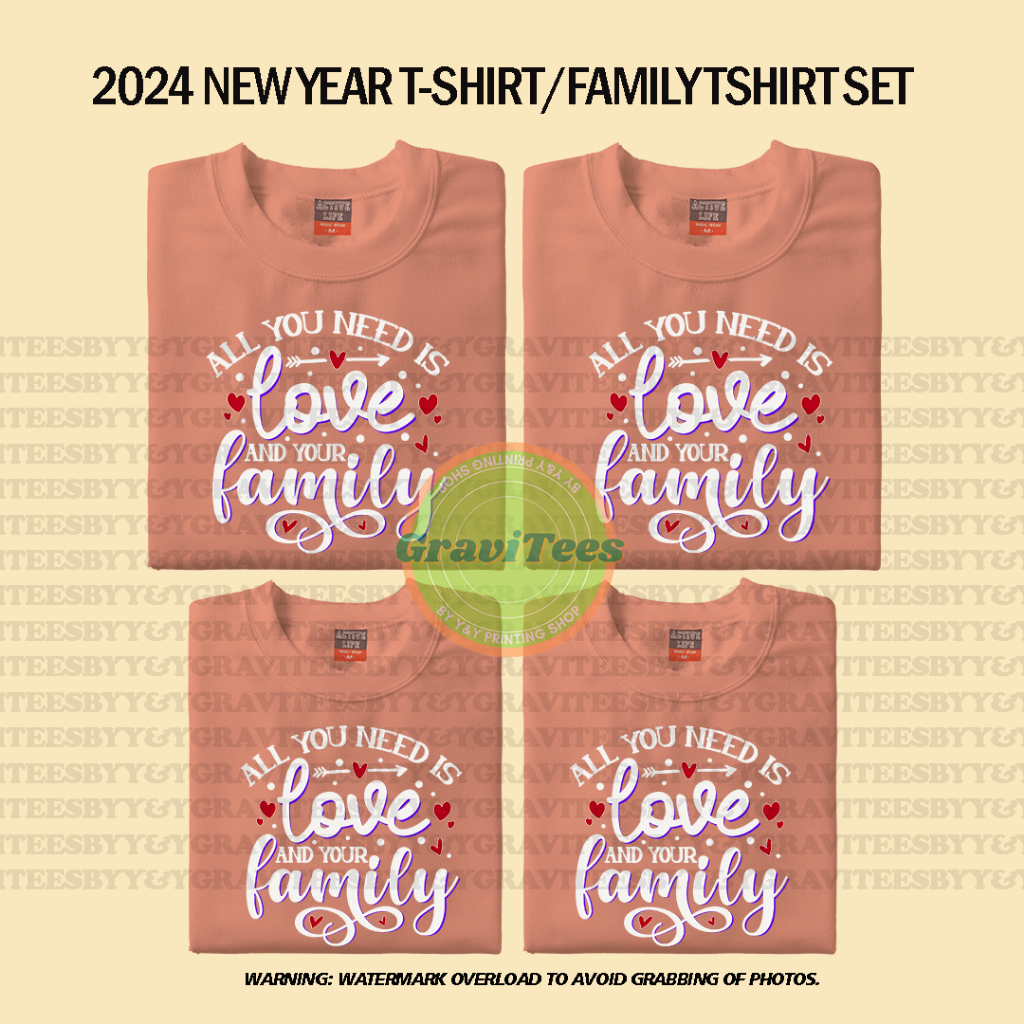 NEW YEAR 2024 TSHIRT ALL YOU NEED IS LOVE FAMILY TSHIRT SET APRICOT   Ph 11134207 7r98o Lmyjdhx8stqne9