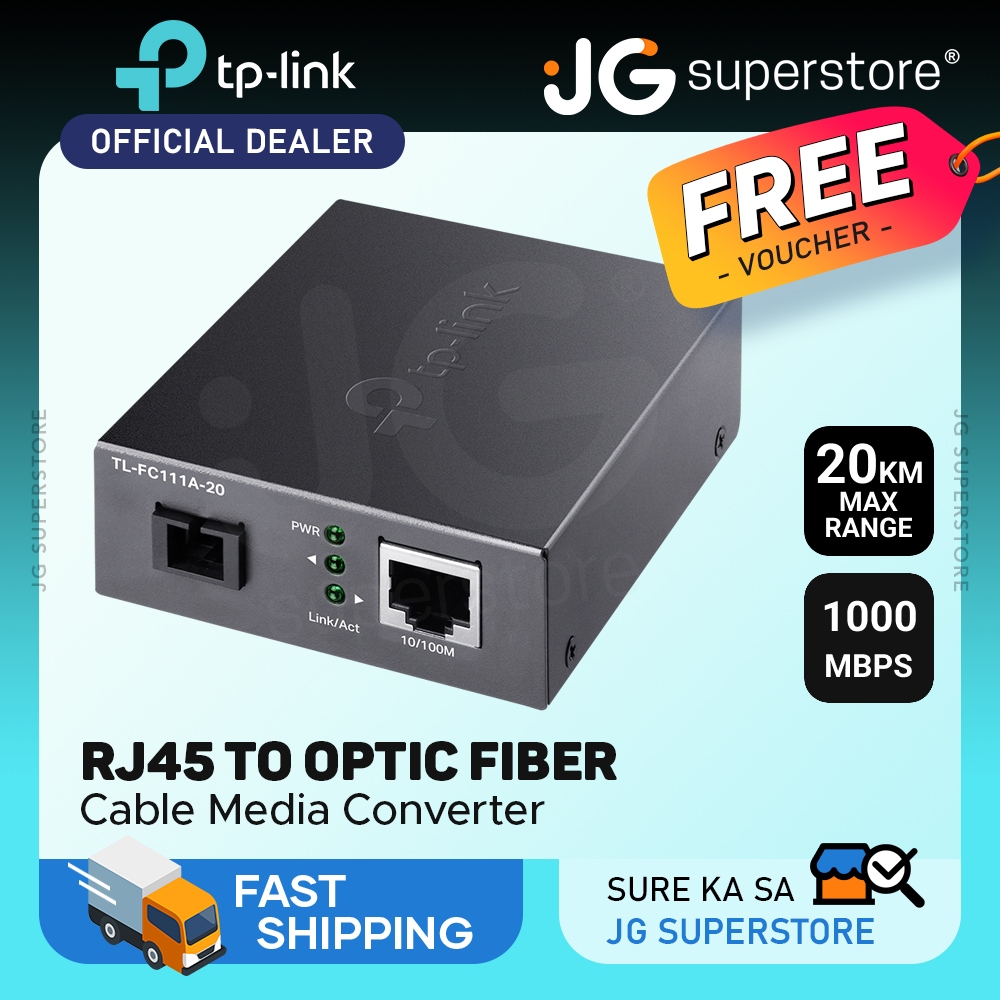 TP-Link TL-FC111A-20 10/100Mbps WDM Single-Mode Media Converter Fiber ...