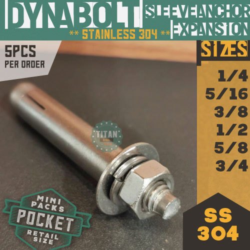 5 pcs - Stainless Dynabolt aka Sleeve Anchor or Expansion Bolt | Shopee ...