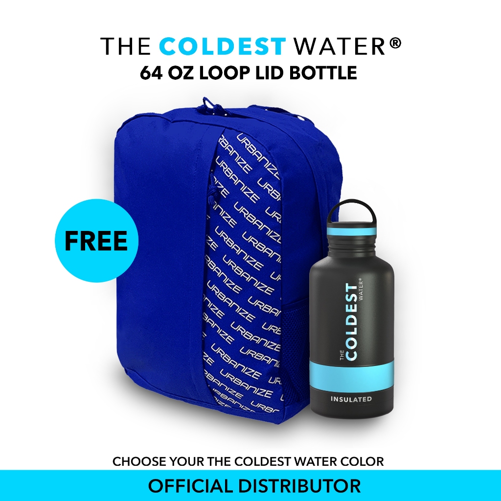 COLDEST Water Bottle 64 Oz (2 Liter) with Loop Lid Wide Mouth Thermos