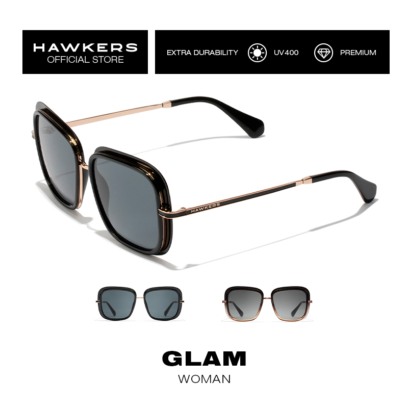 HAWKERS Black GLAM Sunglasses for Women. UV400 Protection. Official product designed in Spain130001