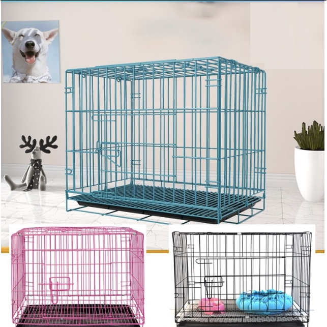 Dog Cage with Poop Tray Heavy Duty Pet Collapsible Cage Foldable Pet