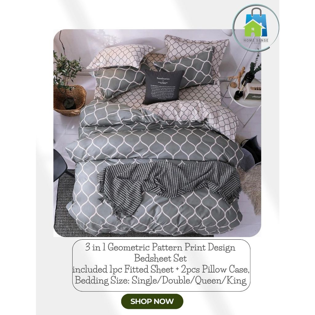 HSES Hotel Quality Bedding 3in1 Bedsheet and Pillowcase Set>Single