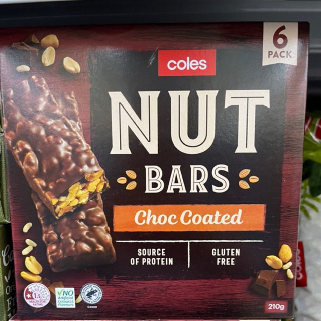 Coles NUT BARS Choc Coated 210G Shopee Philippines