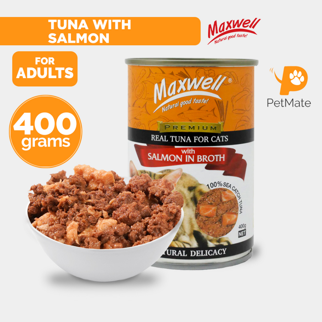 Maxwell Adult Cat Wet Food Can Tuna with Salmon in Broth 400g PetMate max well healthy canned Shopee Philippines