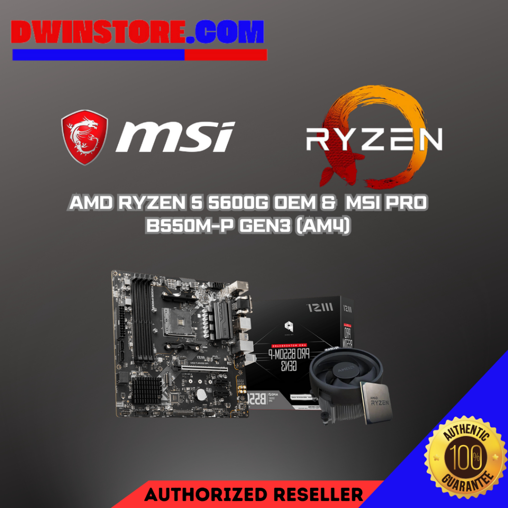AMD Ryzen 5 5600G OEM | 3.9 GHz | 6-Core 12-Thread & MSI PRO B550M-P ...