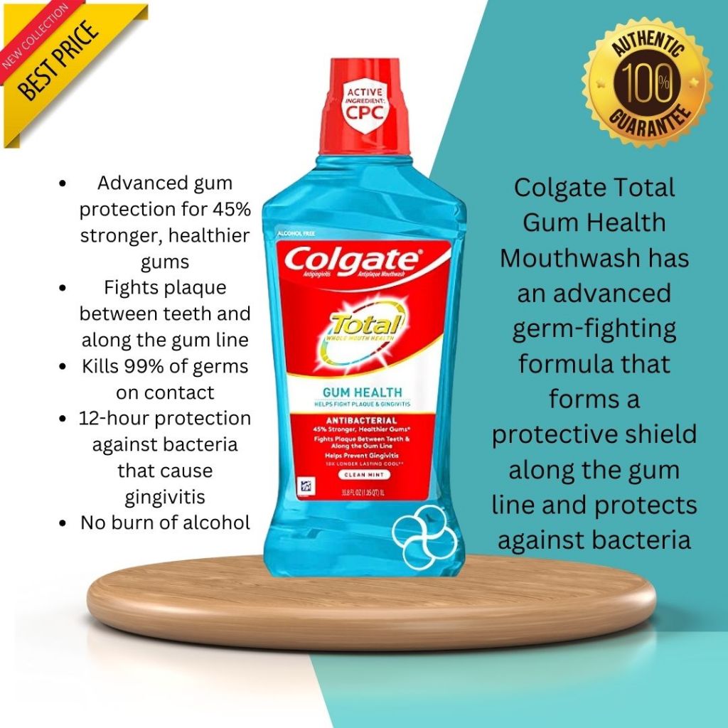 Colgate Clean Mint Total Gum Health Mouthwash 1L | Shopee Philippines