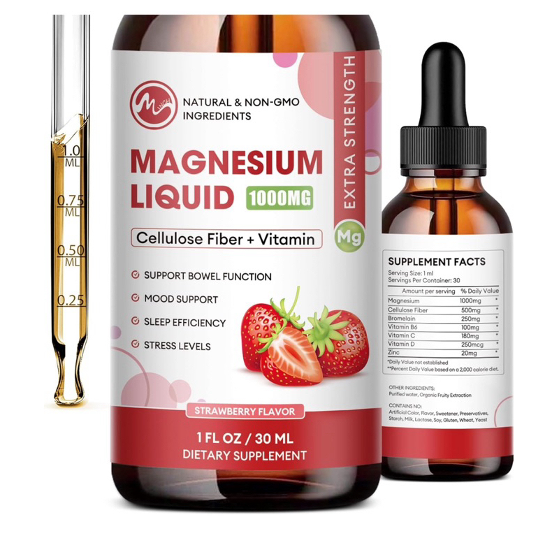 Liquid Magnesium Glycinate 500mg & Magnesium Threonate 500mg with Fiber