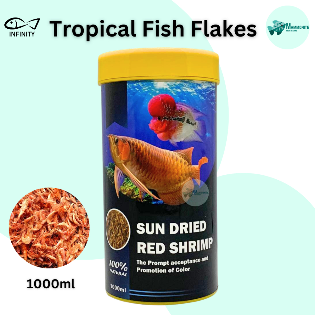 Infinity Sun Dried Red Shrimp Fish Food Arowana Cichlid Flowerhorn Fish