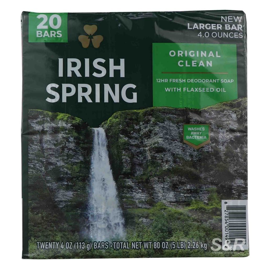 Irish Spring Original Clean Deodorant Bar Soap (113g x 20pcs) | Shopee ...