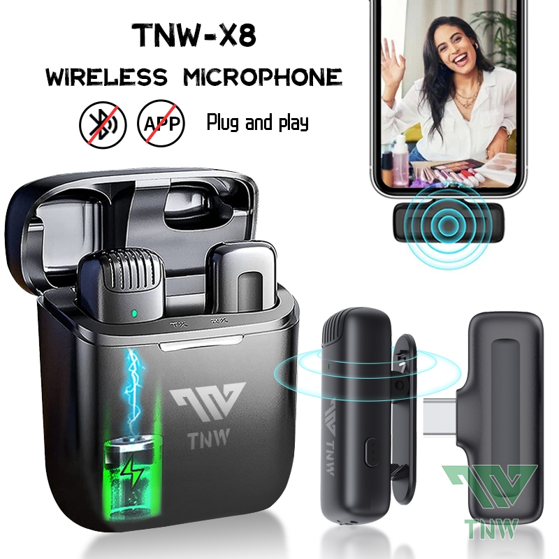 TNW X8 Wireless Lavalier Microphone Noise Cancellation Mic with