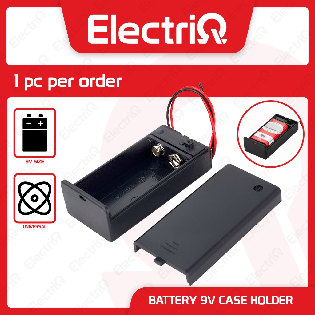 Electriq Battery 9V Case Holder with Leads ON/OFF Switch Cover Spare ...