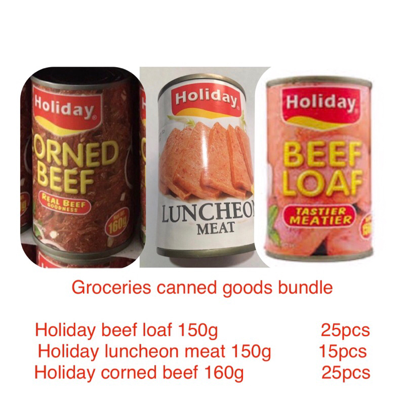 Holiday canned goods bundle corned beef /luncheon meat/beef loaf 150g