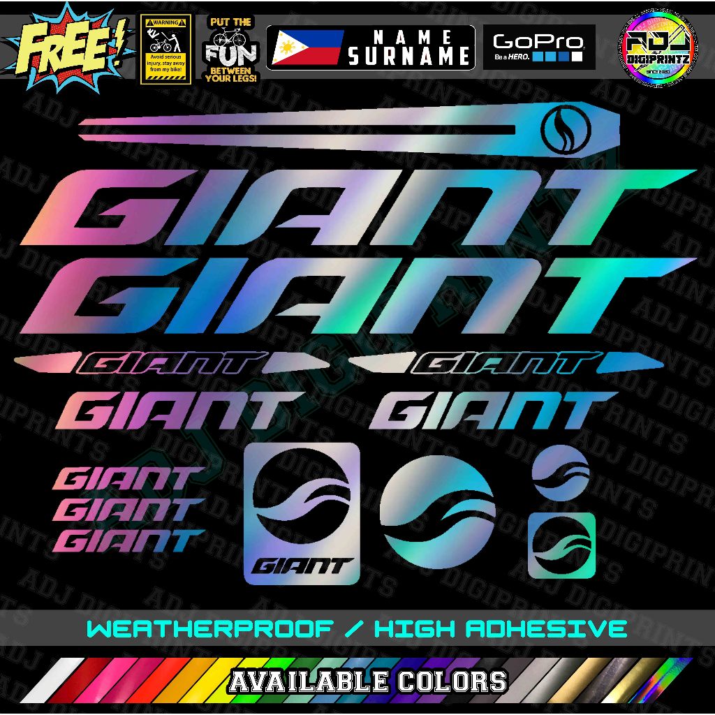 GIANT Bike Frame Set Decals Stickers MTB SPECIAL COLOR VINYL Shopee