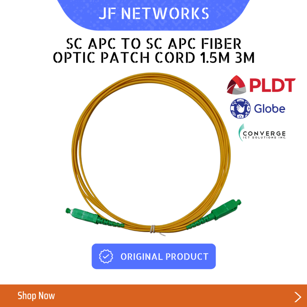 SC APC to SC APC Fiber Optic Patch Cord 1.5M 3M (PLDT/Globe/Converge
