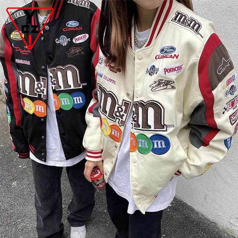 タカ坊様　m&m's ロゴ刺繍 ワッペン レーシングジャケット　ベージュ　L NASCAR m&m's 刺繍ロゴ レーシングジャケット | Pay ID