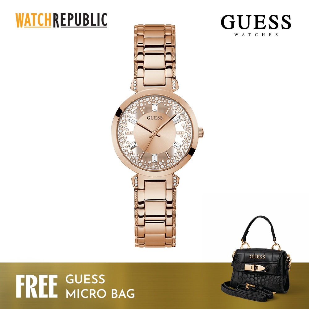 Guess Dress Rose Gold Stainless Steel Analog Quartz Watch For Women