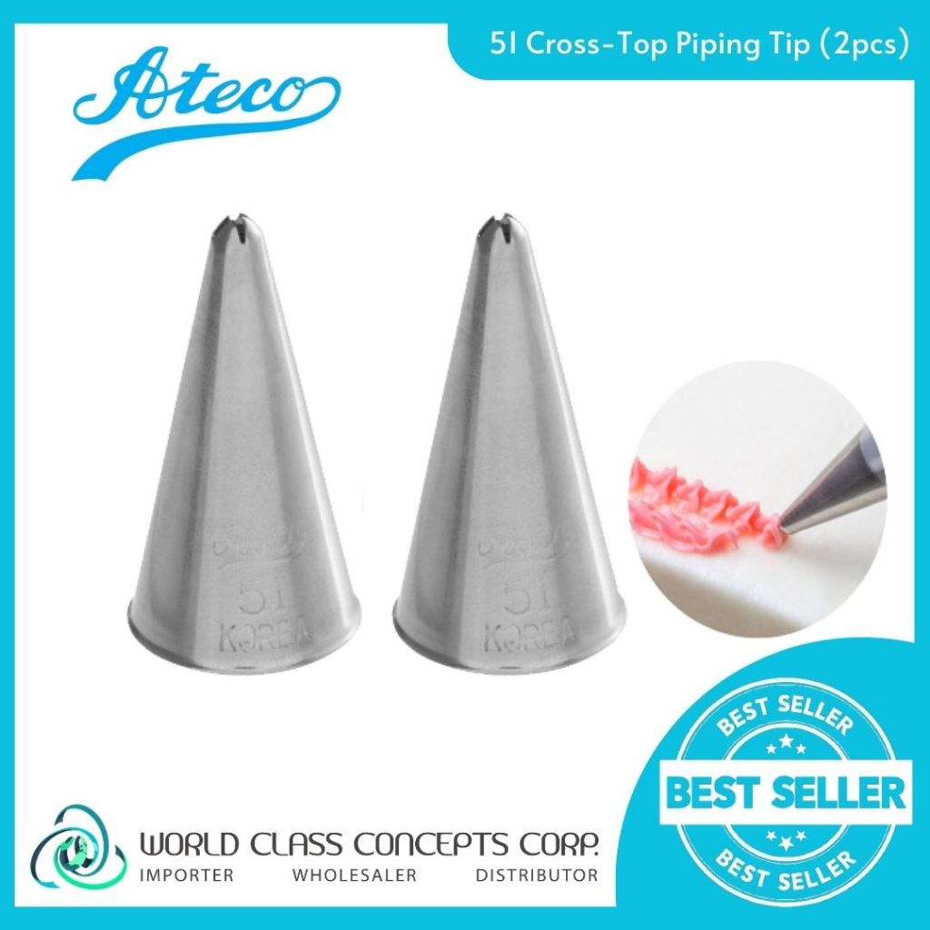 Ateco 51 CrossTop Piping Tip Stainless Steel icing Tip ( Set of 2