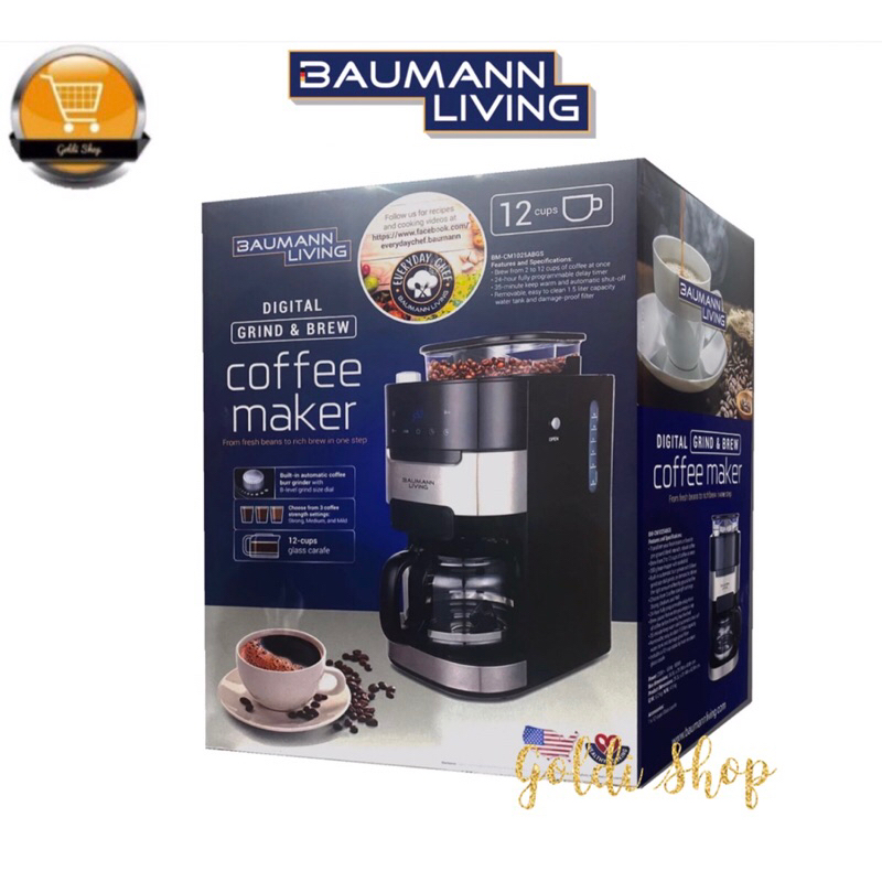 Baumann Digital Grind & Brew Coffee Maker-12 cups | Shopee Philippines