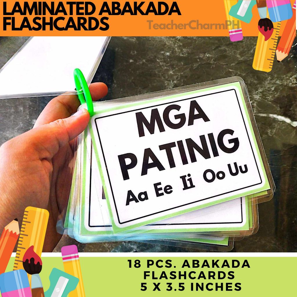 ABAKADA Laminated Educational Flashcards with ring | Shopee Philippines