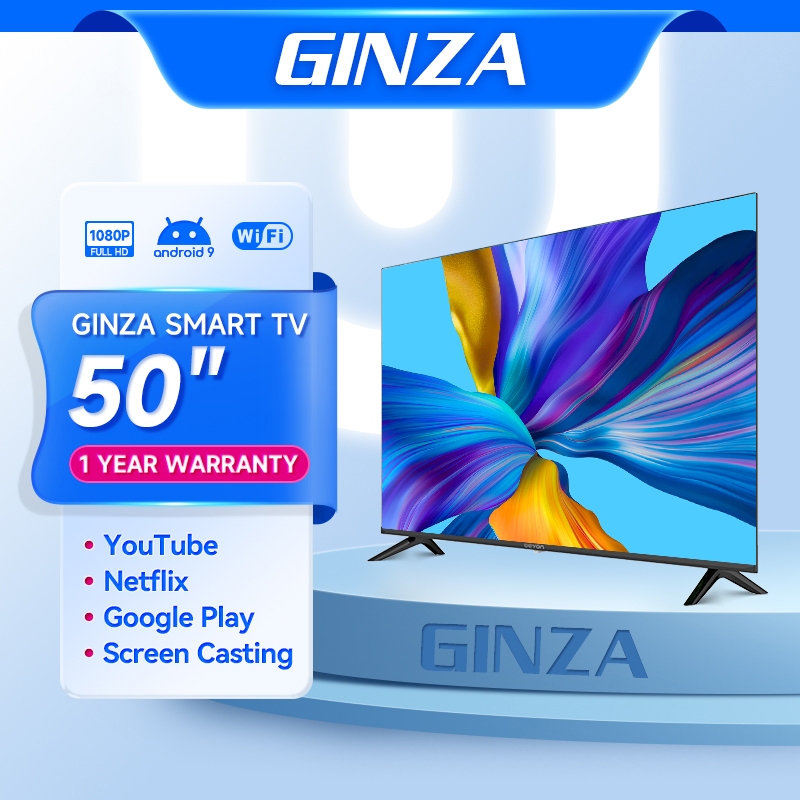 GINZA SMART TV 50 55 65 inches Android 9.0 TV Large inch 1080p 60hz ...