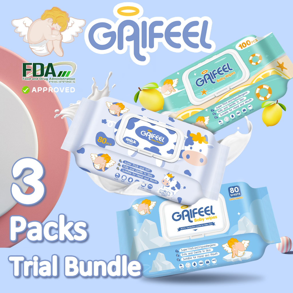 GAIFEEL Baby Wipes Wet Wipes for Baby unscented 80pcs*1 milk scent*1 ...