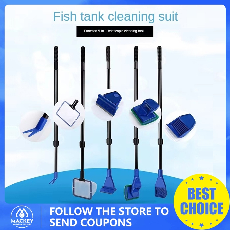 Fish Tank Cleaning Brush 5 In 1 Wiper Algae Eliminator Glass