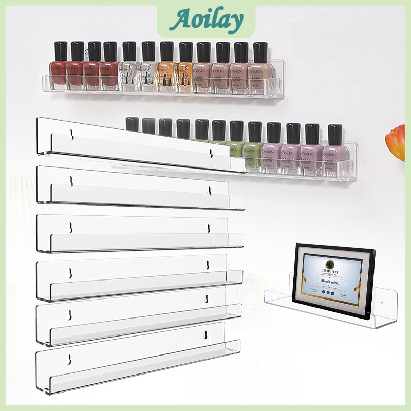 6pcs 15inch Nail Polish Wall Mounted Display Shelf Acrylic Clear ...