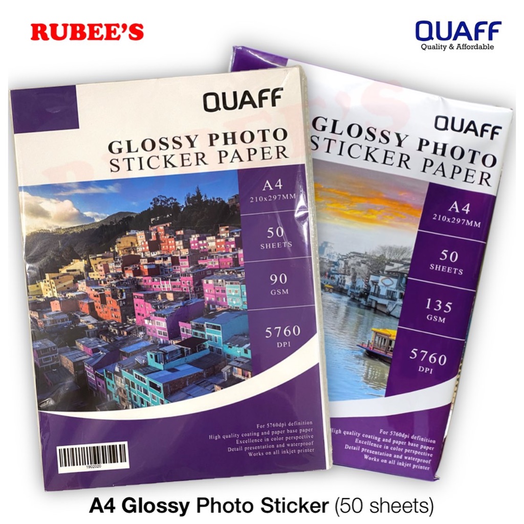 QUAFF Photo Sticker paper A4 90gsm/135gsm (50 sheets) | Shopee Philippines