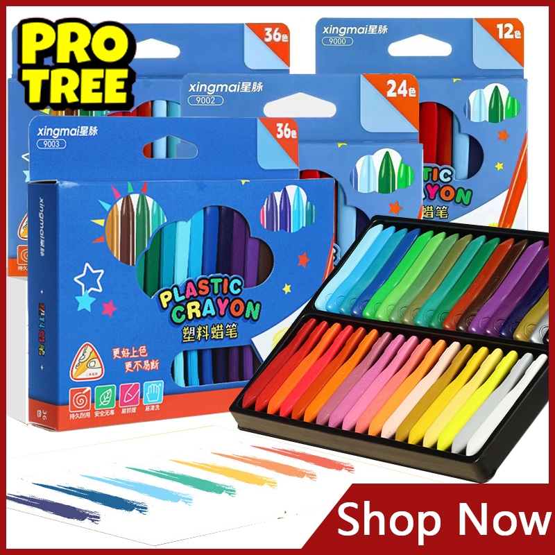 Pro 12/24/36 Colors Crayons Painting Safe Non-Toxic Not Dirty Hand ...