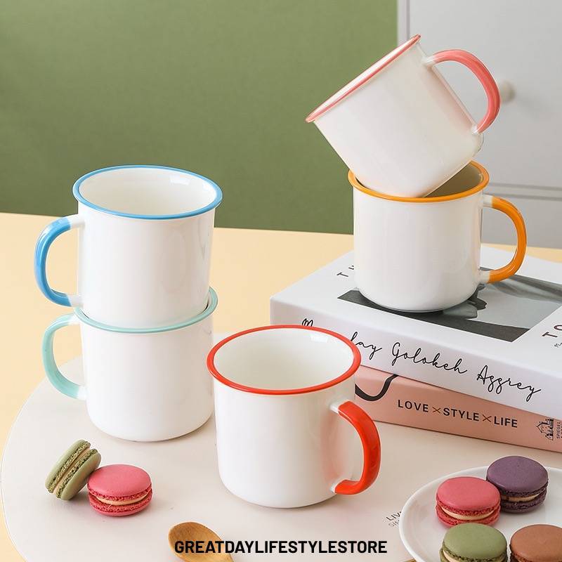 Ceramic Mug with Colored Rim and Handle Shopee Philippines