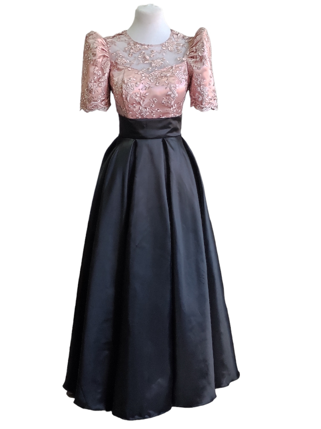 Modern Filipiniana dress made of lace top with box pleat skirt made of heavy satin Shopee Philippines