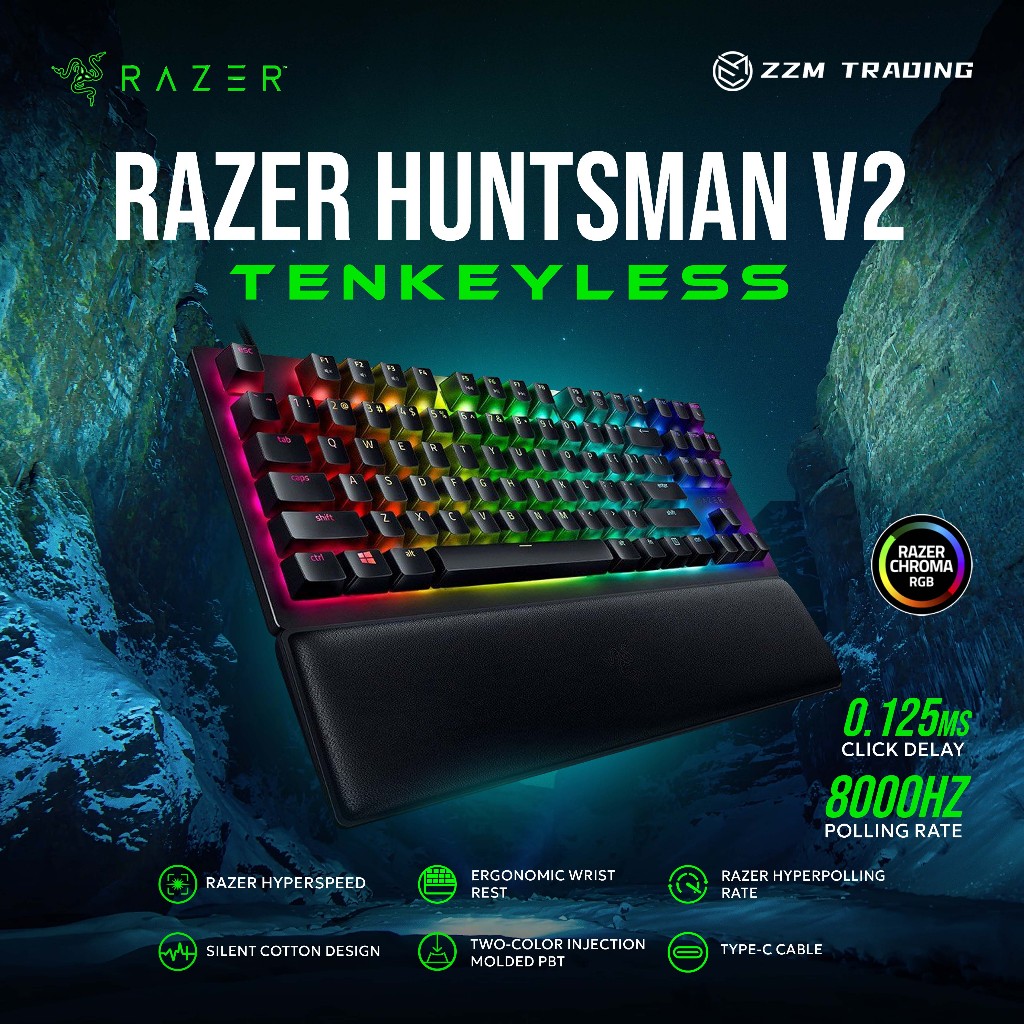 RAZER HUNTSMAN V2 Tenkeyless Paragraph Light Axis Mechanical Keyboard ...