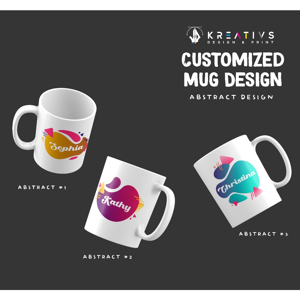 Customized Mugs with Box FREE Greetings Sticker Abstract Design Shopee Philippines