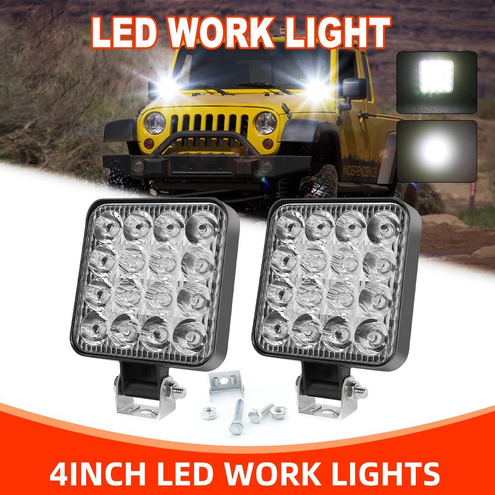 LED Work Light 48W Car Lights Truck Lights Off Road Lighting Flood Spot ...