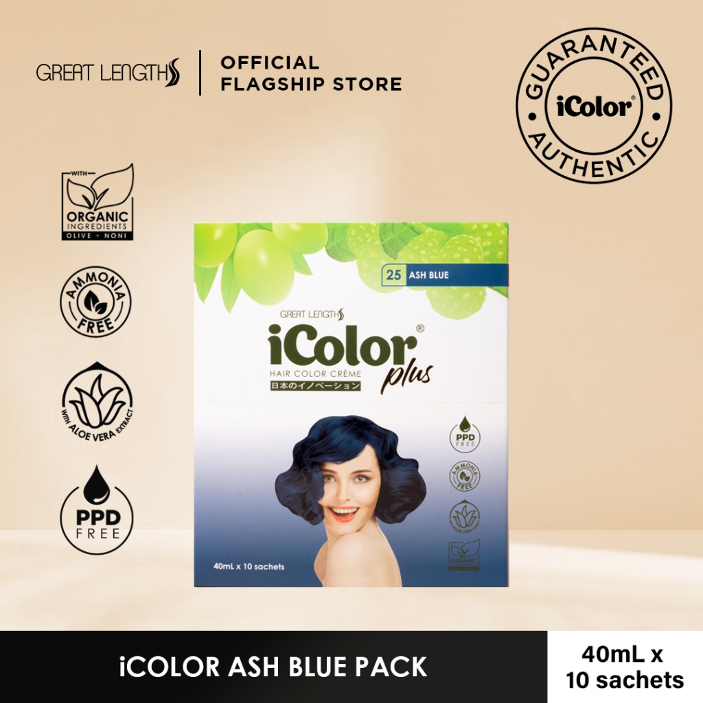 iColor Plus Hair Color Creme Ash Series 40ml x 10 Sachets Shopee