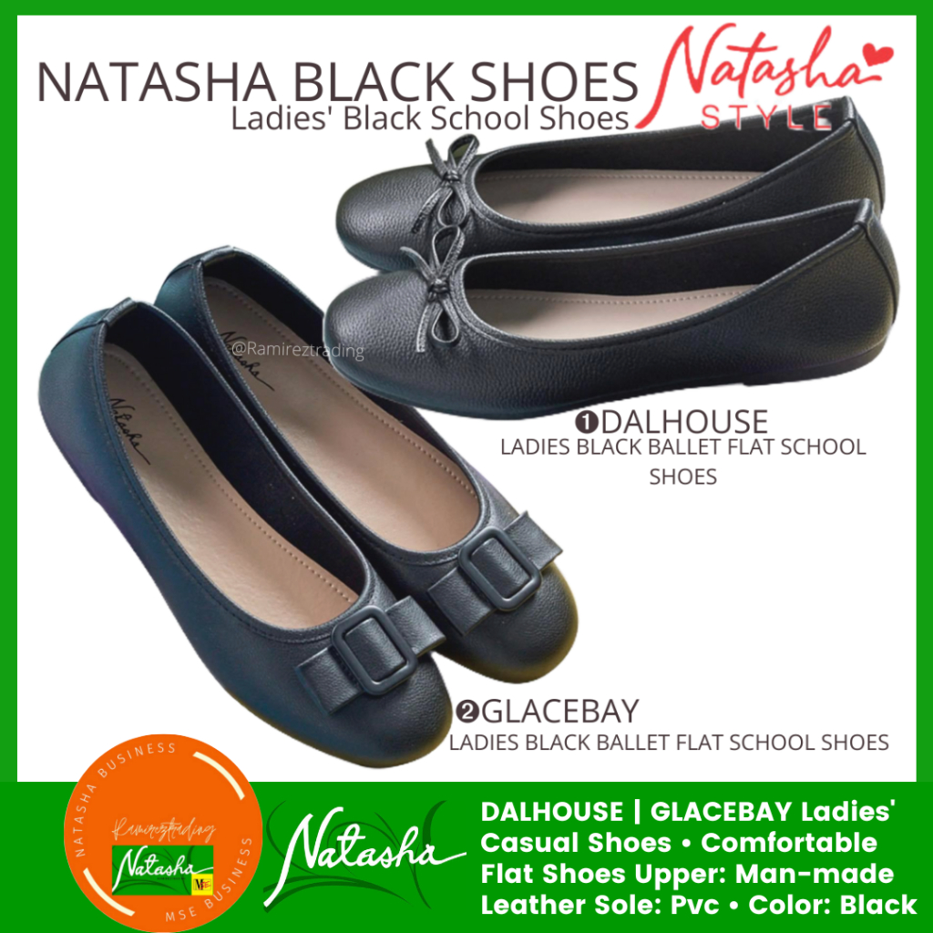 NATASHA SHOES LADIES CASUAL BLACK SHOES • FLAT SHOES DALHOUSE