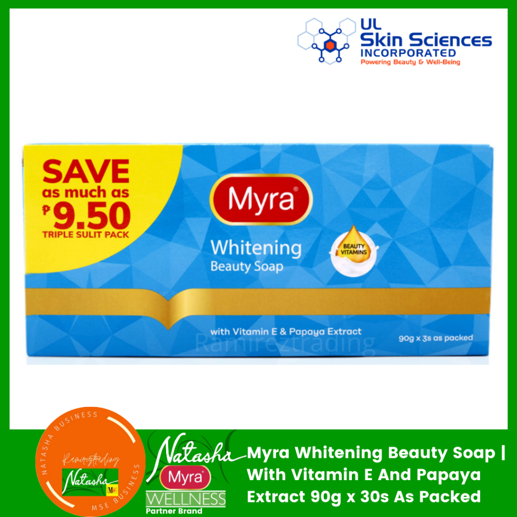 MYRA WHITENING BEAUTY SOAP WITH VITAMIN E AND PAPAYA EXTRACT 90G X 3