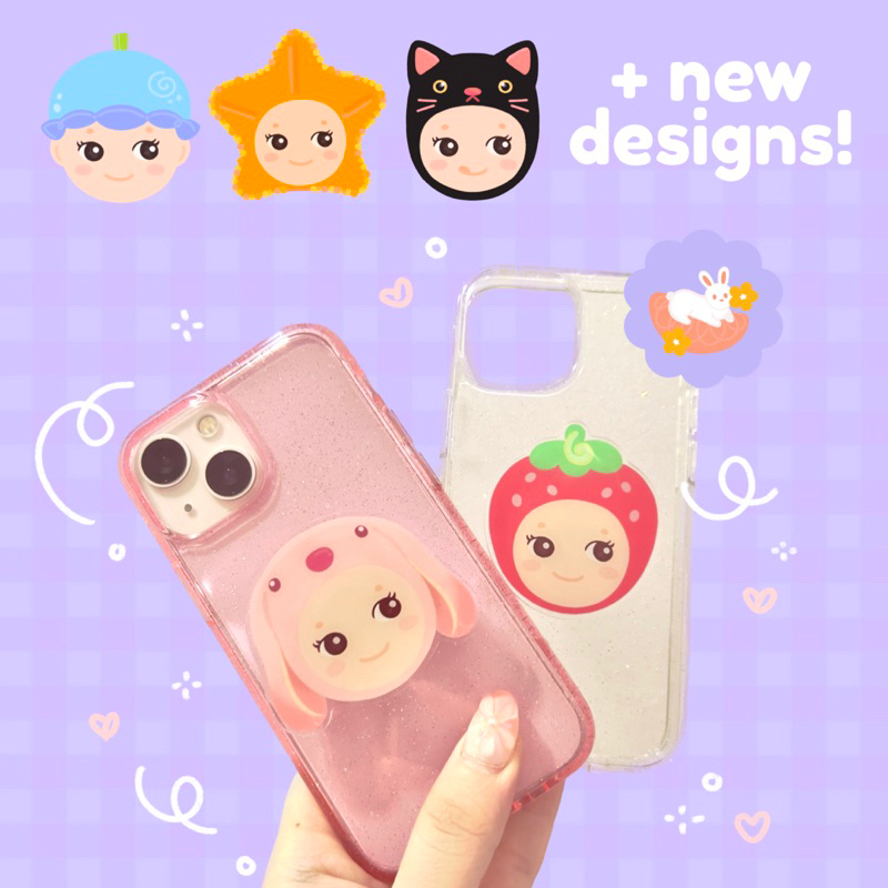 Sonny Angel Strawberry, Lop Ear, Cat Fan Art • Acrylic Phone Grip