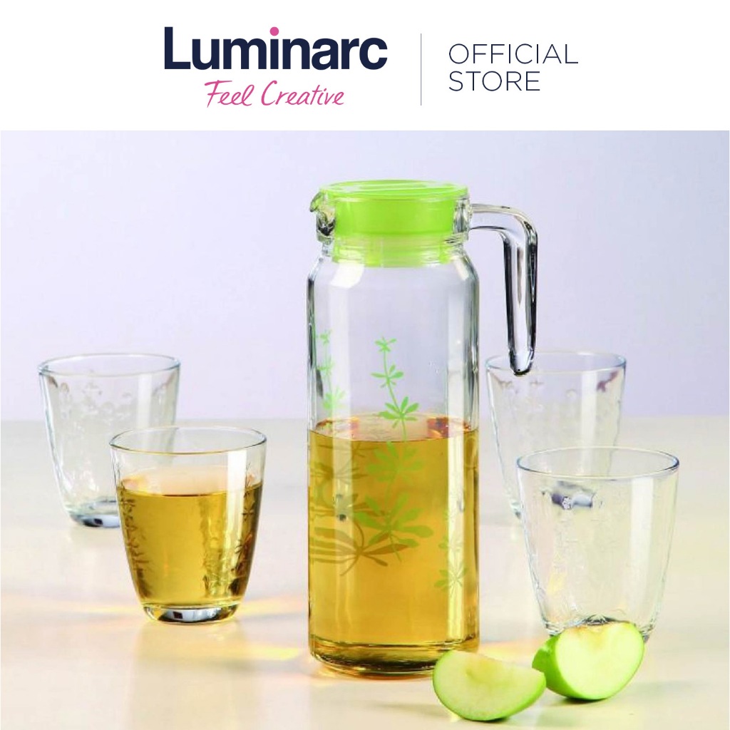 Luminarc Rotter Ivy 5pc Pitcher and Drinking Jug Glass Pitcher Water ...