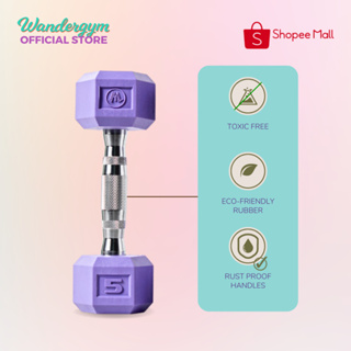 Wandergym 3Lbs, 5Lbs, 8Lbs, 10Lbs, 12Lbs, 15Lbs, 20Lbs, 25Lbs Wanderbar Hex  Dumbbells in Grape