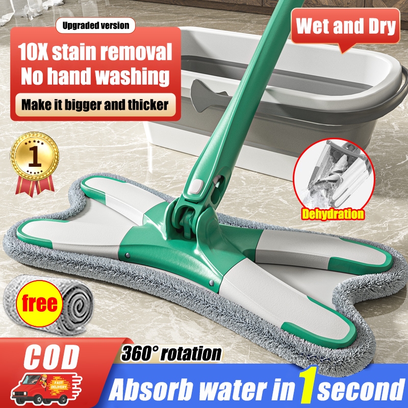 Upgrade thicken Multifunction Triangle Mop 360° Rotatable Wet & Dry Tornado Lazy Spin Flat Dust