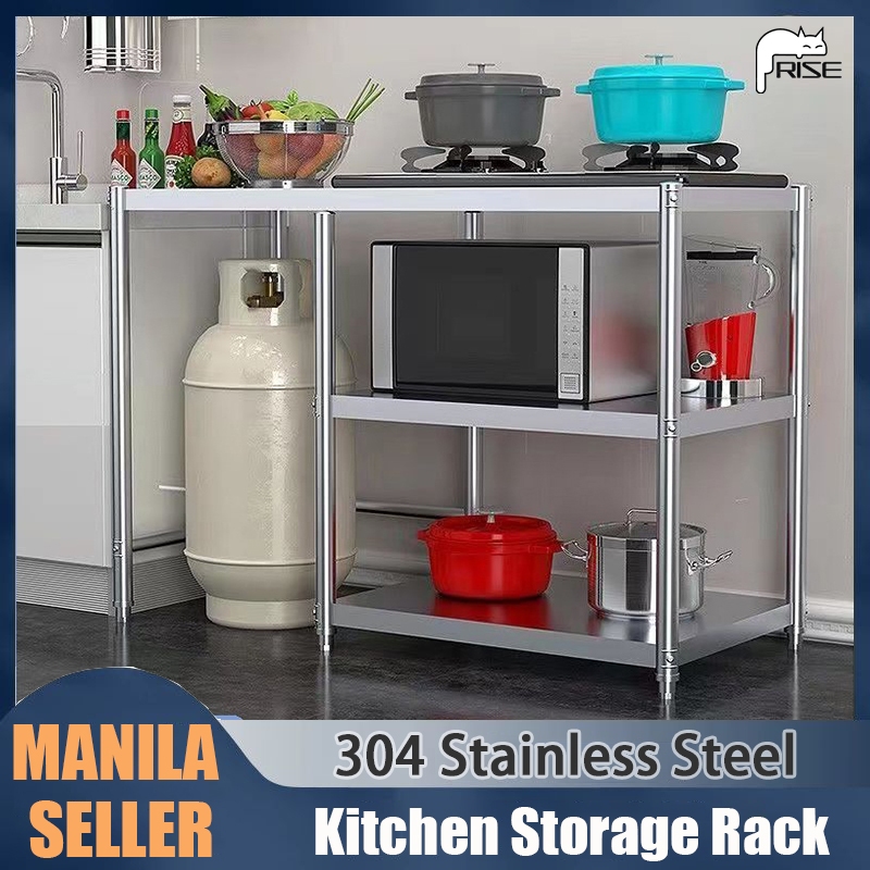 RISE Kitchen Shelf Gas Stove Bench 304 Stainless Steel Kitchen Rack