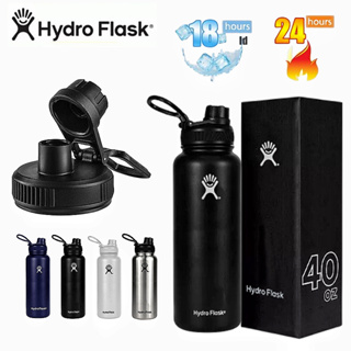 Hydro Flask Water Bottle - Wide Mouth Straw Lid 2.0 - 40 oz Black