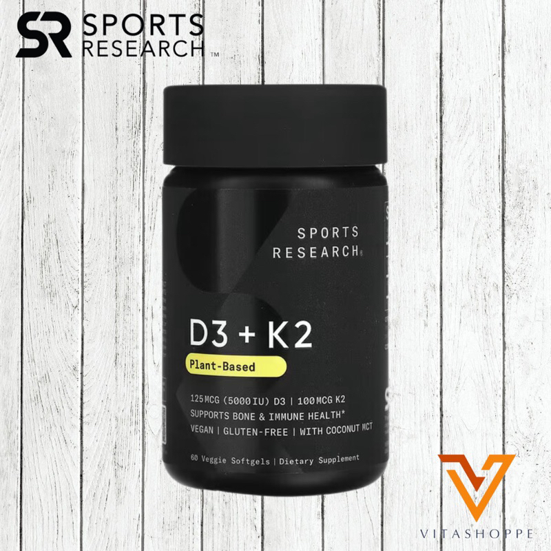 Sports Research D3+K2 Plant-Based Supports Bone & Immunity 125mcg ...