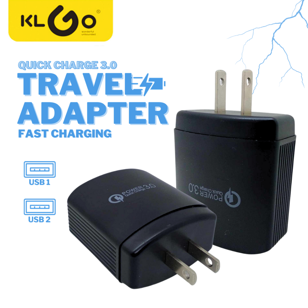KLGO ADCQC004 3A Max Fast Charging Mobile Travel Adaptor Quick Charge