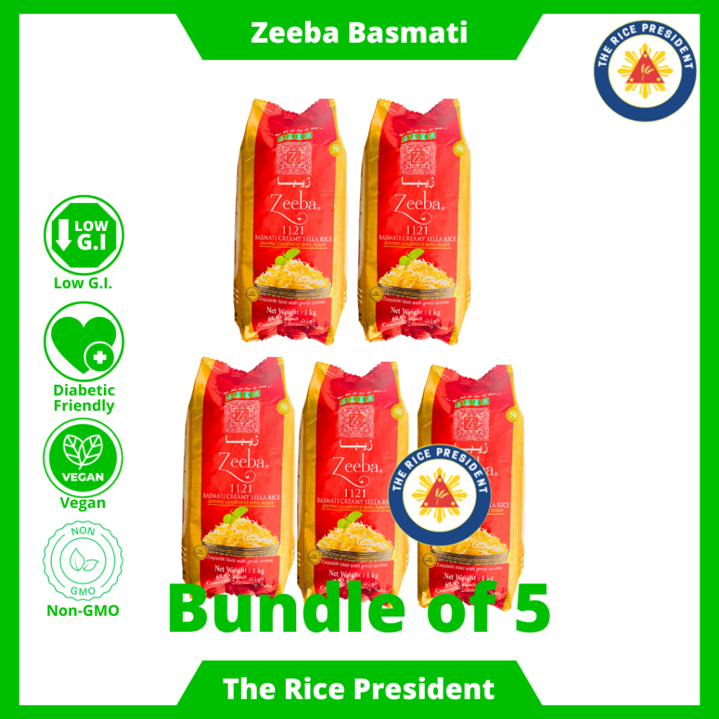 Zeeba Basmati Rice Premium Low Glycemic Long Grain Basmati Rice with 51 GI level 5kg bundle