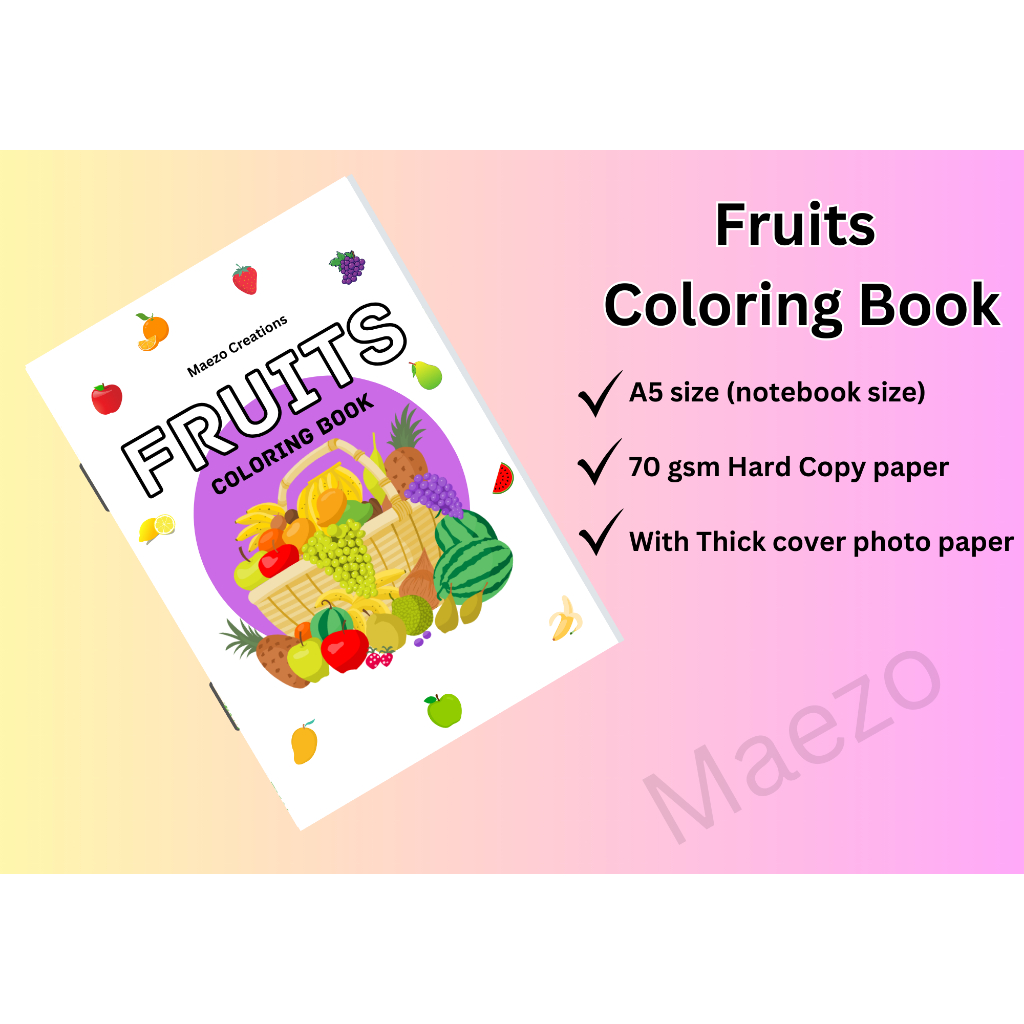 Fruits Coloring Book A5 (Notebook Size) Shopee Philippines